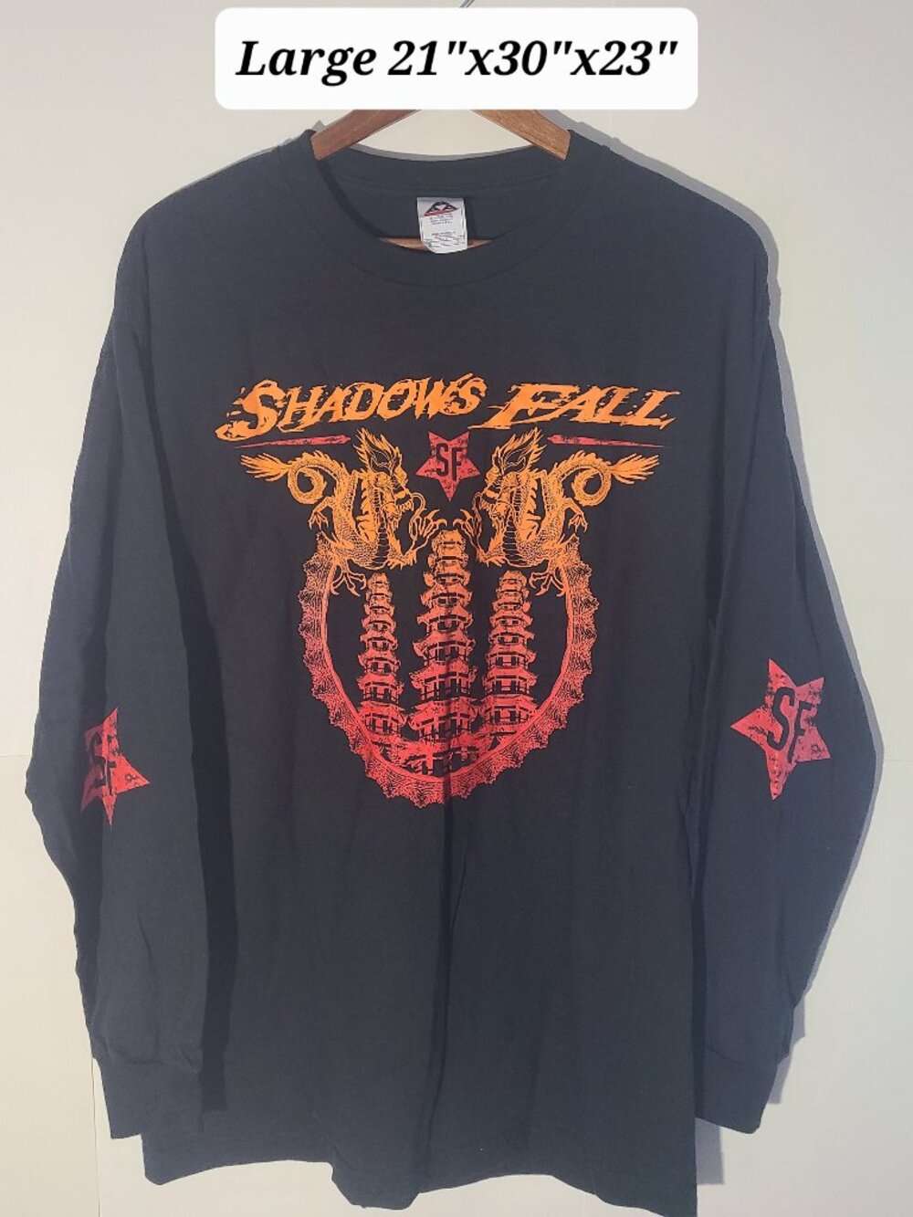 Vintage Y2K Shadows Fall Black L/S Large T-Shirt Metalcore NOS Deadstock